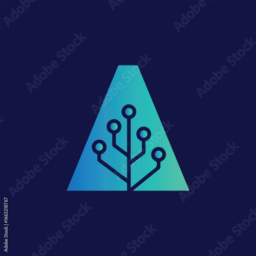 Letter A Technology Logo Vector | Futuristic Digital Letter A Monogram for Branding and Innovation