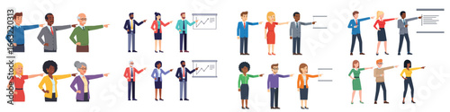 Business People Pointing Finger Character Set