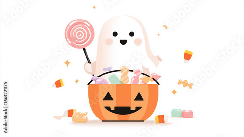 ベクター調の幽霊と甘いお菓子群