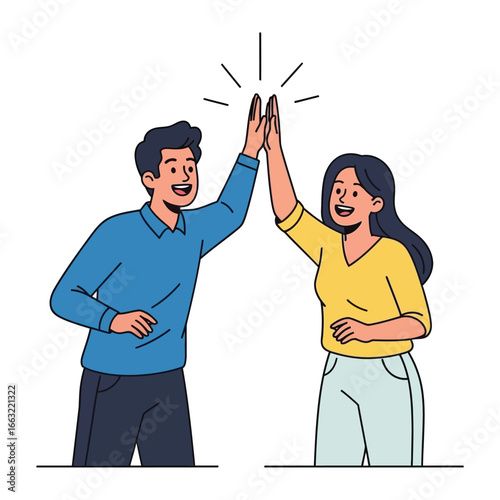 High-Five Harmony: A joyful moment captured as two individuals connect with a spirited high-five, exuding positivity and connection.