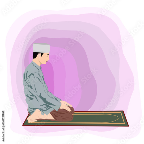 Muslim men are performing prayer