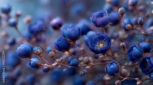 Background small blue flowers. Banner blue with small beautiful flowers.