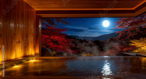 秋の紅葉を眺めながら入浴できる温泉