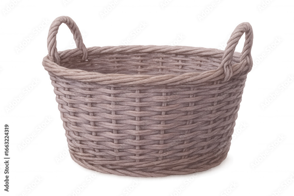 Obraz premium Woven laundry basket with two handles isolated on transparent background, perfect for storage and home organization