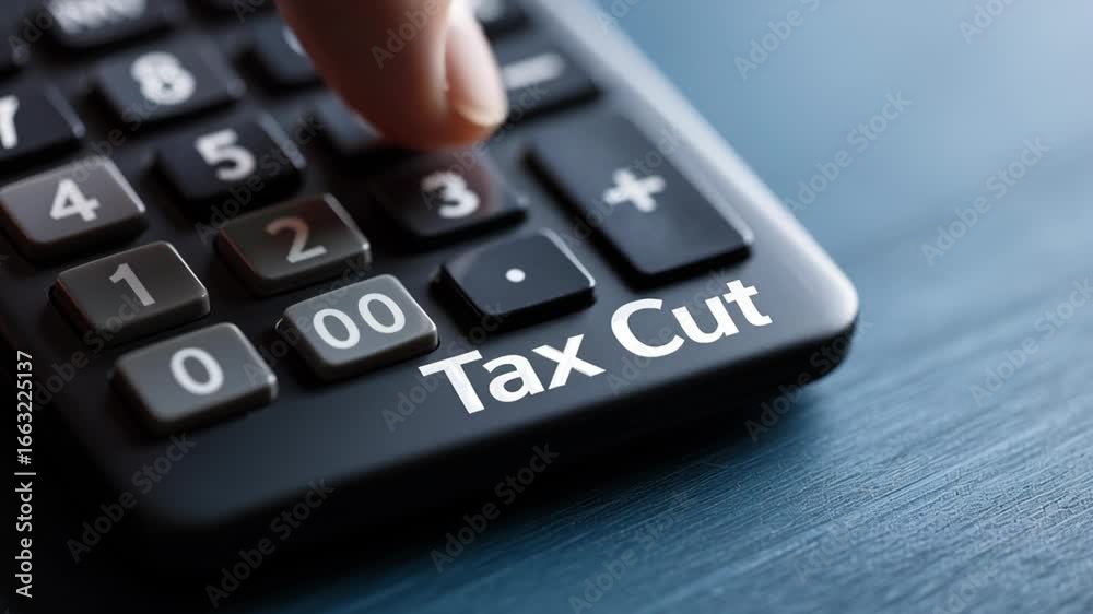 Modern Calculator Displaying Tax Cut with Clear Buttons and Engaging Design Modern Calculator Displaying Tax Cut with Clear Buttons and Engaging Design
