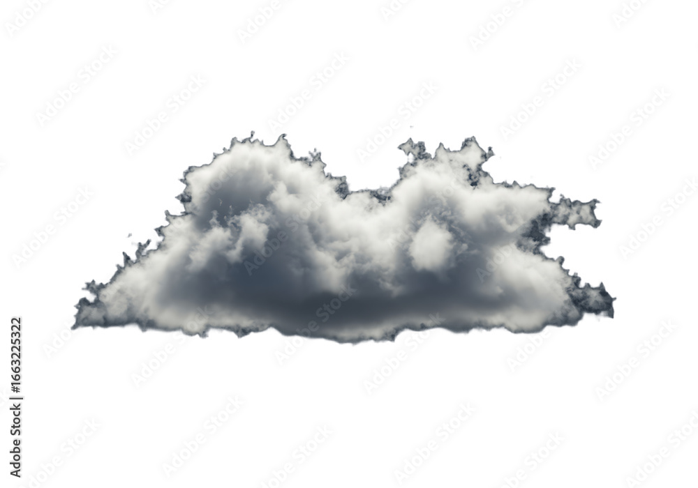 Obraz premium Isolated cloud on transparent background, a fluffy cumulus in the bright sky