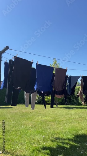 clothes drying on a clothesline