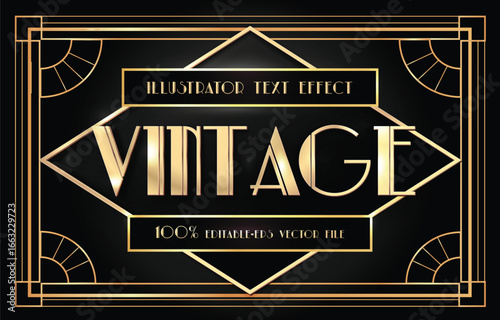 luxury vintage frame art deco style font editable text	

