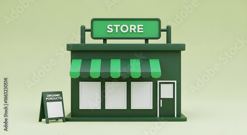 Organic Storefront A 3D Cartoon Illustration