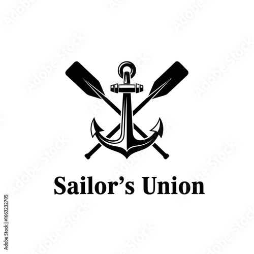 Black and white logo of Sailor's Union featuring an anchor and crossed oars.