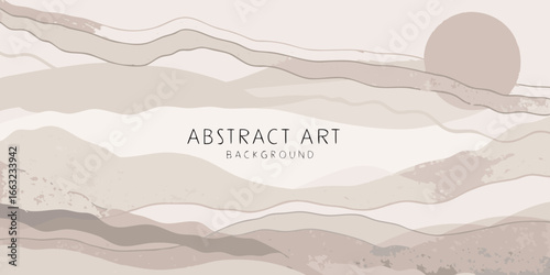 Minimalist Abstract Landscape in Beige and Brown Hues