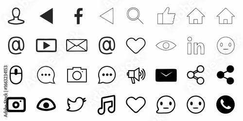 Social media and web icons collection symbols communication