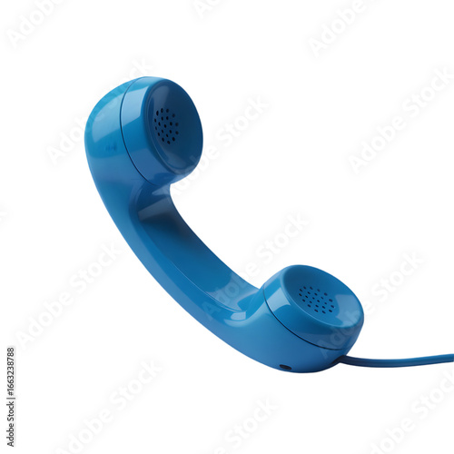 Vibrant blue retro telephone handset, connect to nostalgic conversations, timeless communication