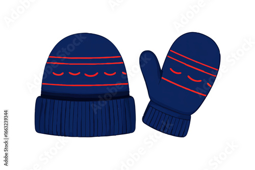 Winter Hat and Mittens Set Illustration

