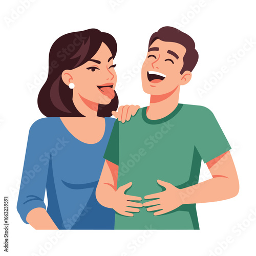Mischievous Moment: A playful moment captured, a woman playfully sticking her tongue out, adding a touch of humor and lightheartedness, as a man laughs, his joy infectious.