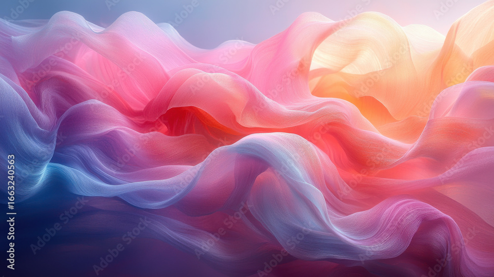 Obraz premium A symphony of pastel hues, swirling and intertwining in an abstract composition reminiscent of Japanese art, evoking a sense of tranquility and serenity 