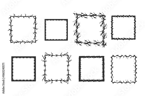 Square Doodle Frame Collection. Set of hand-drawn decorative sketch borders and geometric shapes. Vector graphic elements for design.