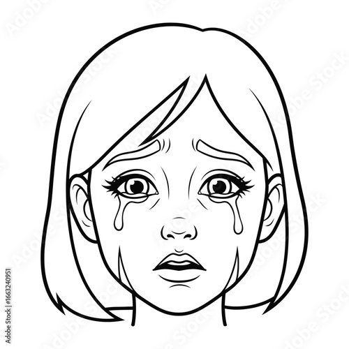 Melancholy's Embrace: An expressive illustration captures the raw emotion of sadness through tearful eyes. 