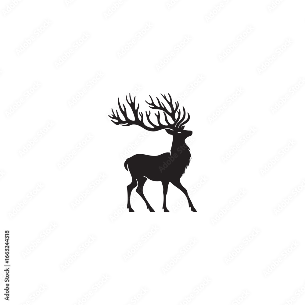 Fototapeta premium black silhouette vector of a graceful deer.