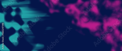 Vector halftone smoke effect. Vibrant abstract background. Retro 80's style colors and textures.