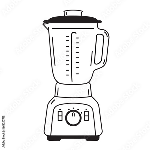black and white silhouette vector blender on white background