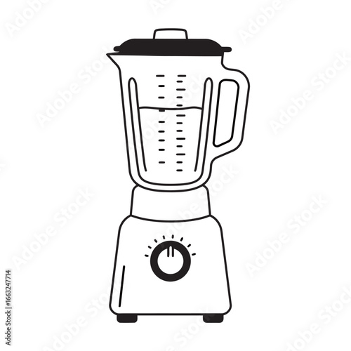 black and white silhouette vector blender on white background