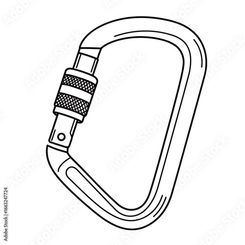 black and white carabiner silhouette vector 
on a white background
