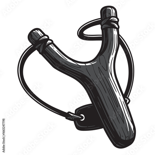 black and white silhouette vector of a catapult
on a white background