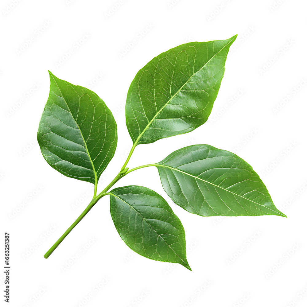 Obraz premium Fresh Green Leaves Isolated on White Background for Design Projects