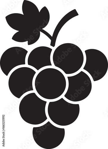 Elegant Grape Cluster Silhouette Vector Illustration for Wine Industry and Agriculture Designs A Clean Minimalist Graphic Representing Fresh Fruit and Harvest Season
