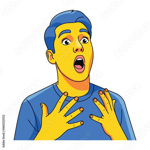 Astonishment and Disbelief: Capturing a moment of disbelief, a person expresses shock and surprise through a visual display of wide eyes and open mouth.