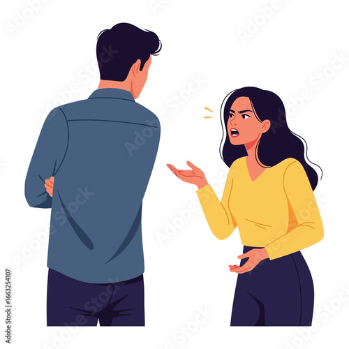 Frustration and Conflict: An illustration capturing a tense moment between two individuals, conveying conflict through body language and facial expressions. 