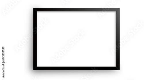 A sleek black frame is displayed on a flat surface, providing an elegant aesthetic and a simple background for the art. transparent background