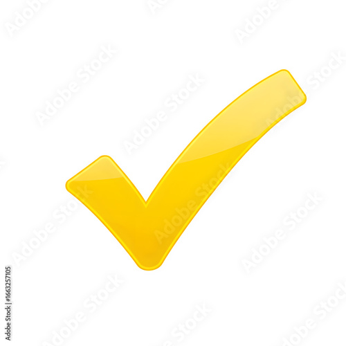 Approved Yellow Check Mark PNG – Glossy Tick Symbol Icon – Isolated on Transparent Background PNG for Business & Design Use