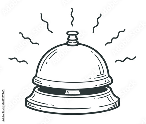 Vintage-Style Hand Drawn Reception Bell with Ringing Waves