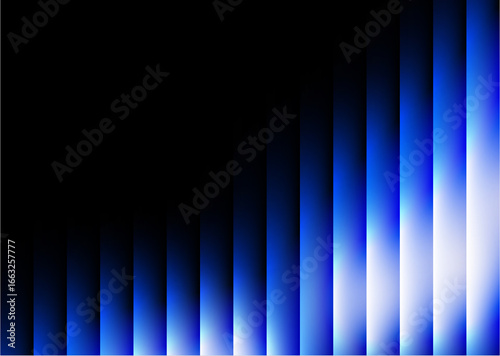 Luminous radiant glass texture vertical glasslike rays abstract blue glowing bars on a dark background soft gradients, high contrast glow, digital art style, smooth flowing background