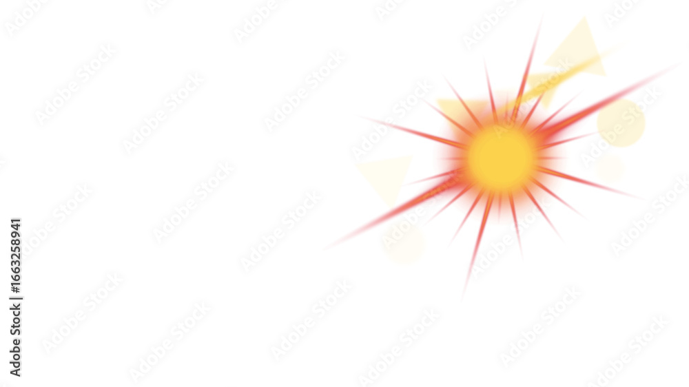 Fototapeta premium A bright burst of light, perfect for conveying energy and excitement. The orange and yellow rays emanate from a central point, suggesting a source of intense illumination transparent background