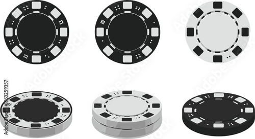 Casino poker chips illustration, gambling tokens design, casino betting symbol, poker game vector, gambling icon set, casino table graphic