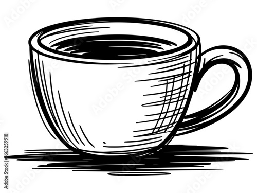 Espresso cup on saucer cafe beverage service sketch