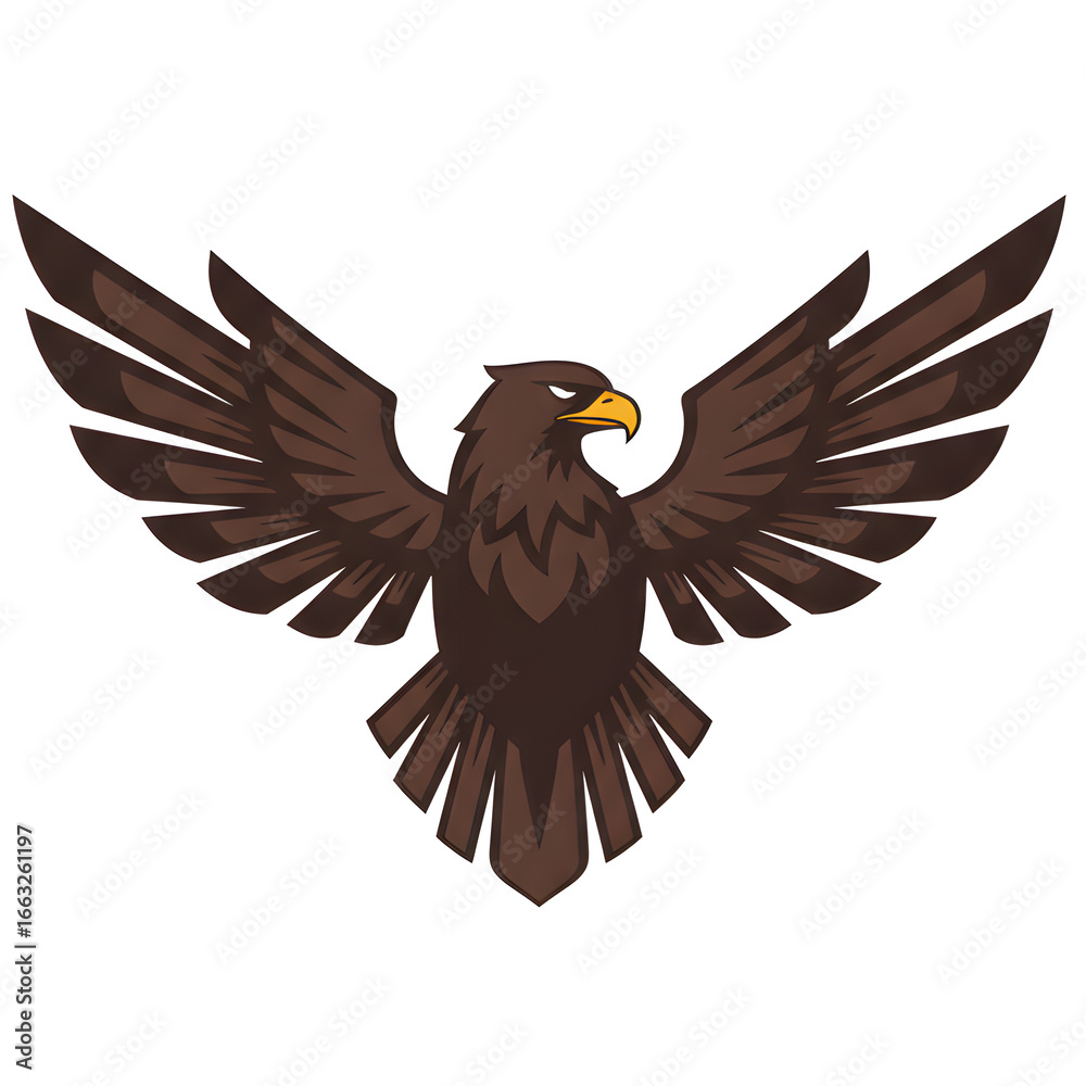 Obraz premium Majestic Brown Eagle Emblem with Spread Wings
