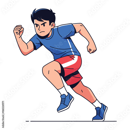 Dynamic Runner: A determined athlete strides forward, embodying speed, athleticism, and unwavering dedication through dynamic motion.