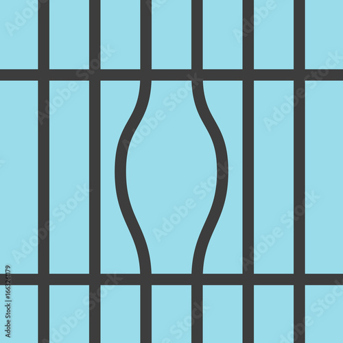 Bent prison bars, escape and jailbreak. Way to freedom, hope, security, political oppression, control, crime, courage, creativity and imagination concept. Flat design. EPS 8 vector illustration