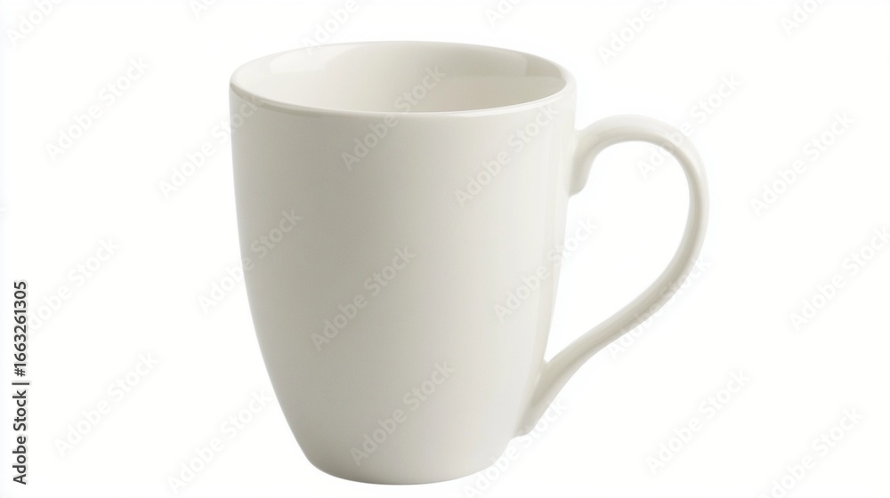Elegant white ceramic mug with smooth curves and classic design, perfect for daily coffee or tea enjoyment in minimalist kitchen settings Elegant white ceramic mug with smooth curves and classic design, perfect for daily coffee or tea enjoyment in minimalist kitchen settings