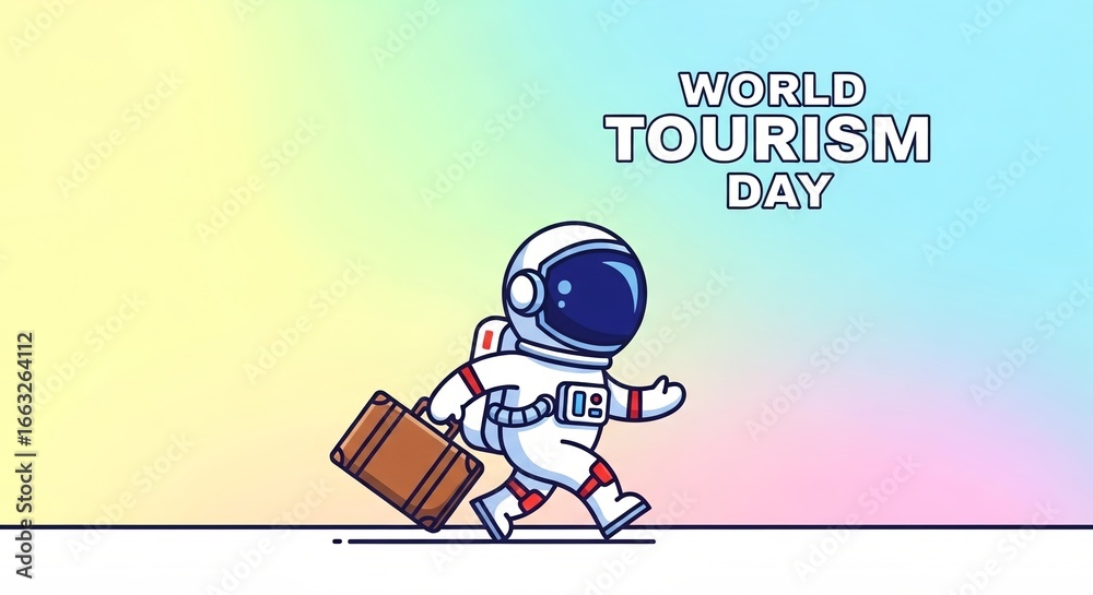 Fototapeta premium Celebrate World Tourism Day with a cosmic traveler ready for adventure