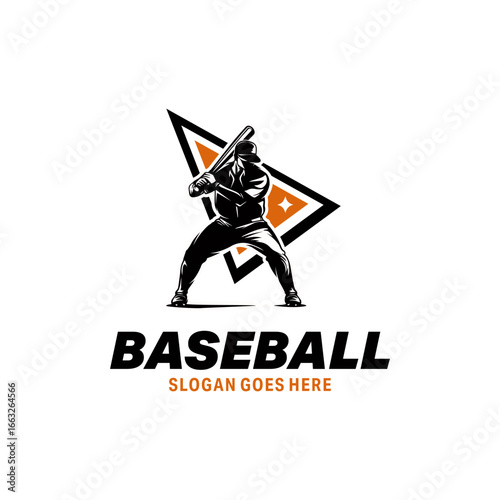 Baseball Player Logo Design Vector