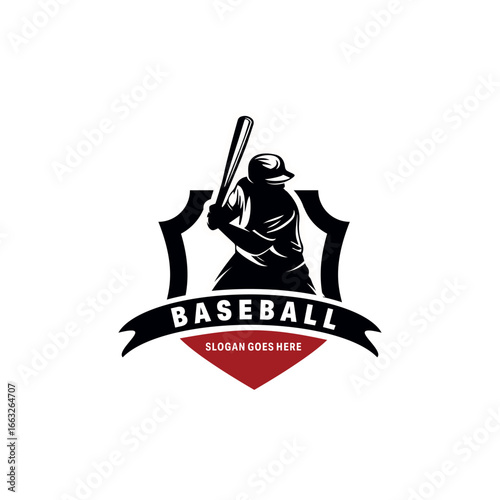Baseball Player Logo Design Vector