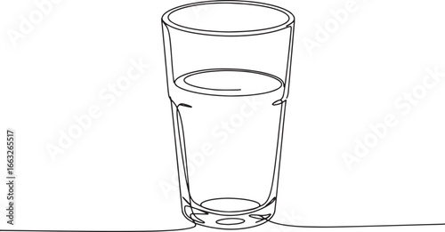 Minimalist line art illustration of a glass filled with refreshi