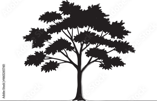 Vibrant red maple tree illustration against a white backdrop, sh