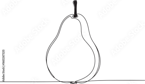 Minimalist pear illustration with a continuous line drawing styl