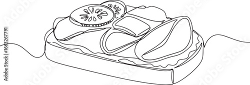 Elegant single line drawing capturing a Scandinavian open faced